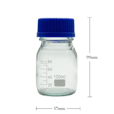 OEM ODM 100 ml Reagent Medienglas Laborflaschen mit blauer Schraubkappe