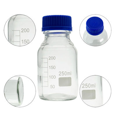 OEM ODM 250 ml Reagenzmedienglas Laborflaschen mit blauer Schraubkappe