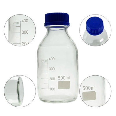 OEM ODM 500 ml Reagent Medienglas Laborflaschen mit blauer Schraubkappe
