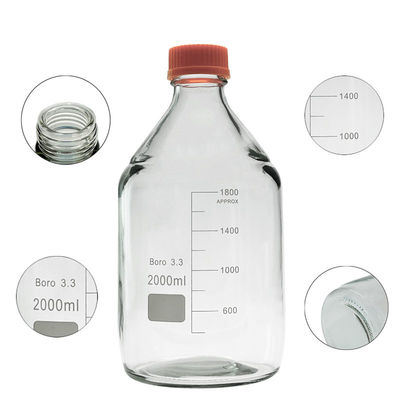 Anpassbares Labor 2000 ml Runder Boden Gelb Schraubglas Medienspeicher Reagent Flasche