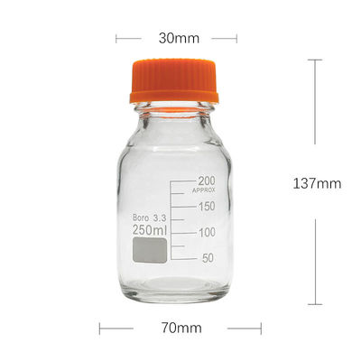 Anpassbares Labor 250 ml Runder Boden Gelber Schraubglas Medienspeicher Reagenzflasche